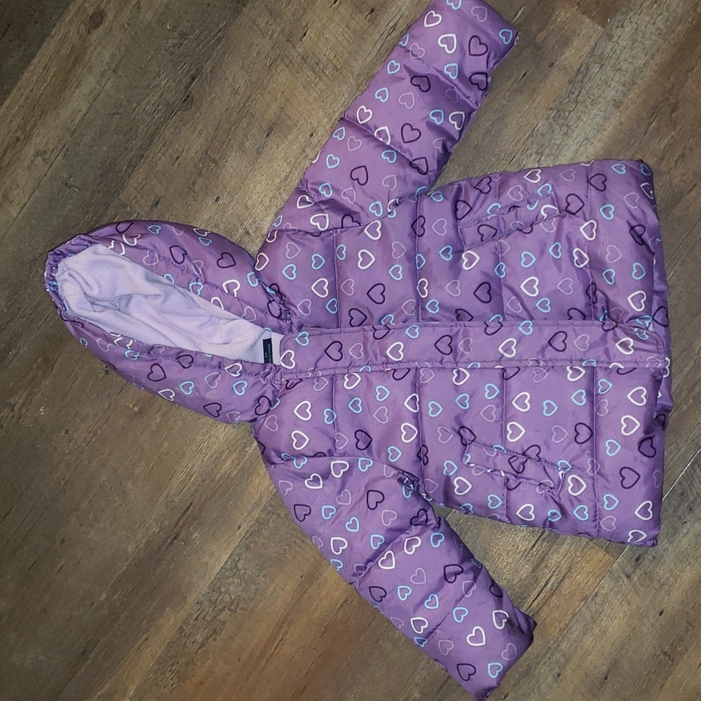 Infant 12M Child Winter Jacket. Purple Puffer w/ Fleece Inside